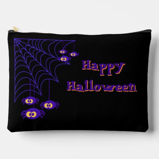 Pochette À Accessoires Happy Halloween Purple & Black Spider Design (Recto)