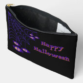Pochette À Accessoires Happy Halloween Purple & Black Spider Design (Ouvrir)