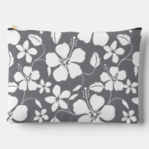 POCHETTE À ACCESSOIRES HAWAIIAN HULA (HIBISCUS) MOTIF À PEWTER