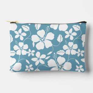 POCHETTE À ACCESSOIRES HAWAIIAN HULA (HIBISCUS) MOTIF EN BLEU D'ESCLAT