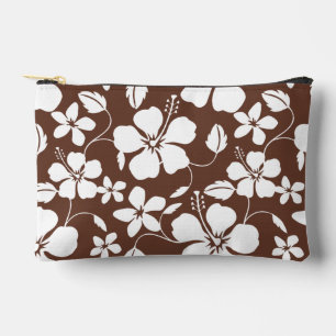 POCHETTE À ACCESSOIRES HAWAIIAN HULA (HIBISCUS) MOTIF EN BROWN