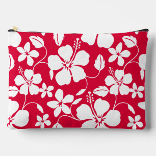 POCHETTE À ACCESSOIRES HAWAIIAN HULA (HIBISCUS) MOTIF EN ROUGE