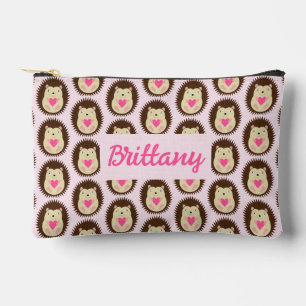 Pochette À Accessoires Hérisson Bébé Fille Rose Personnalisé