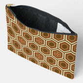 Pochette À Accessoires Hexagonal Kimono Imprimer, Brown et beige (Ouvrir)