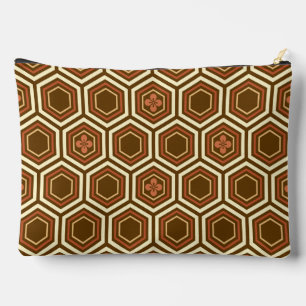 Pochette À Accessoires Hexagonal Kimono Imprimer, Brown et beige