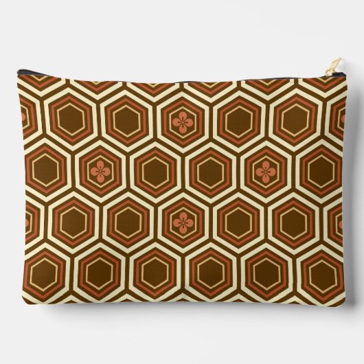 Pochette À Accessoires Hexagonal Kimono Imprimer, Brown et beige (Verso)