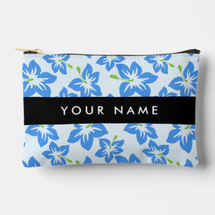 Pochette À Accessoires Hibiscus Bleu, Fleurs Bleues, Votre Nom