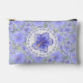 Pochette À Accessoires Hibiscus & dentelle BLEU (Recto)