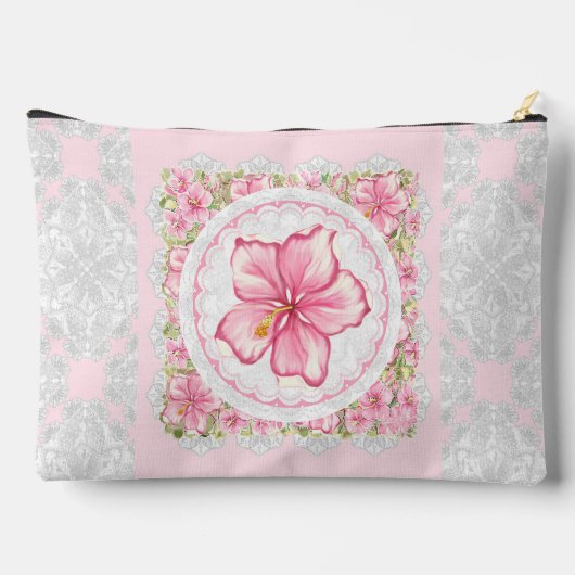 Pochette À Accessoires Hibiscus & dentelle PINK (Verso)