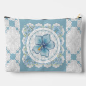 Pochette À Accessoires Hibiscus & dentelle TURQUOISE (Verso)