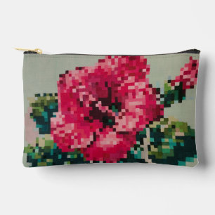 Pochette À Accessoires Hibiscus Pixel Art Floral Pastel