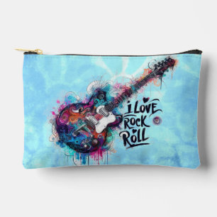 Pochette À Accessoires I Love Rock N Roll Electric Guitare Musique Art Bl