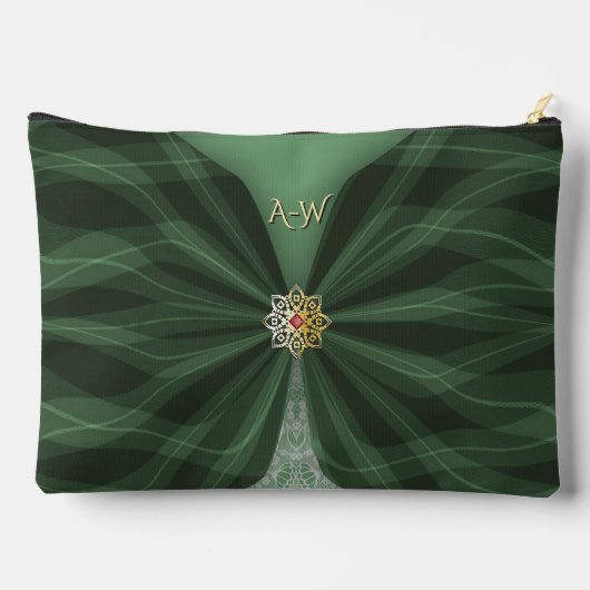 Pochette À Accessoires Illusion de textile botanique monogrammé vert   (Verso)