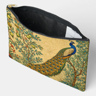 Pochette À Accessoires Illustration botanique de paon Art Nouveau