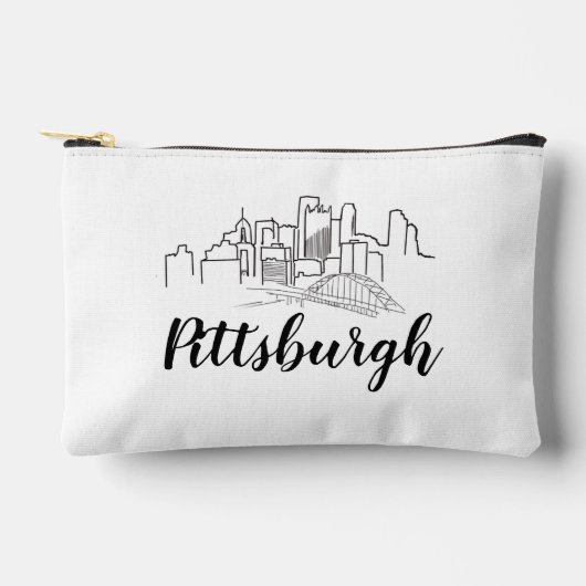 Pochette À Accessoires Illustration de Pittsburgh Skyline (Recto)