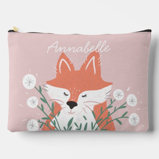 Pochette À Accessoires Illustration Fox Fleurs d'odeur personnalisée (Recto)