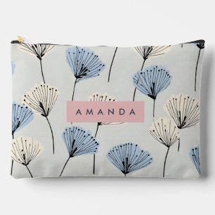 Pochette À Accessoires Illustration personnalisée Elegant Blue Flower
