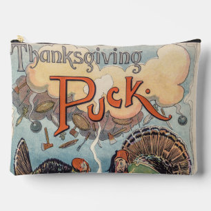 Pochette À Accessoires Illustration Vintage de Thanksgiving Puck