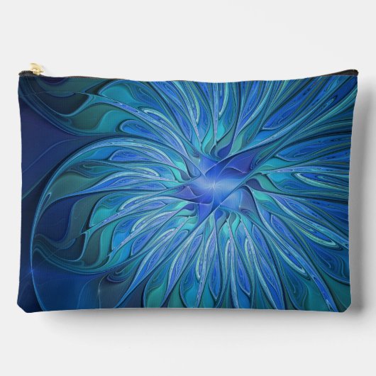 Pochette À Accessoires Imaginaire Fleur Bleue Motif, Art Fractal Abstrait (Recto)