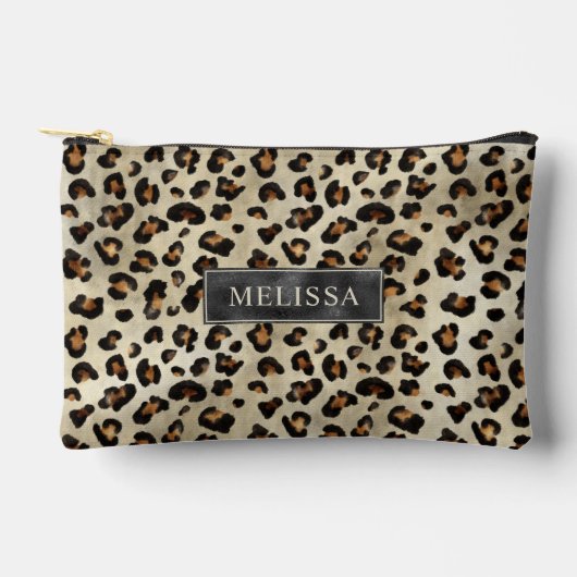 Pochette À Accessoires Impression d'animal léopard avec fausse feuille no (Recto)