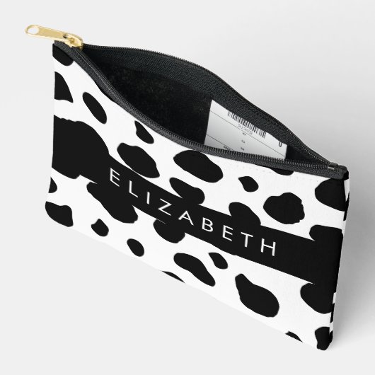 Pochette À Accessoires Impression De Vache, Spots De Vache, Noir Et Blanc (Ouvrir)