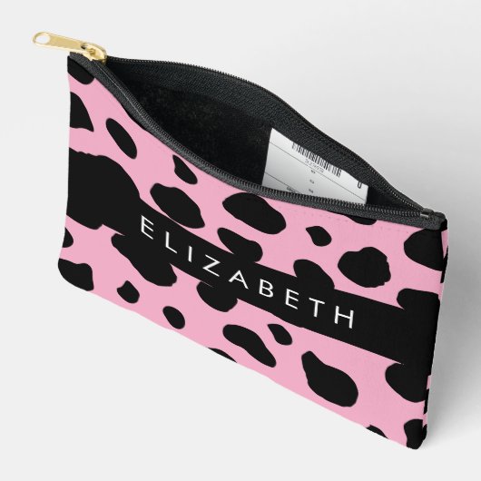 Pochette À Accessoires Impression De Vache, Spots De Vache, Vache Rose, V (Ouvrir)