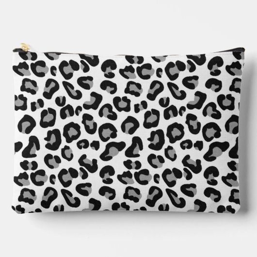 Pochette À Accessoires Impression léopard en noir et blanc avec gris (Recto)