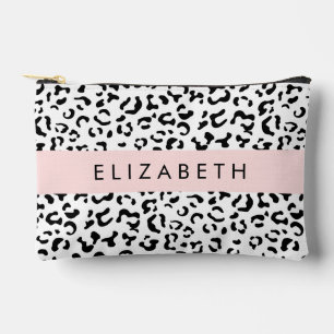 Pochette À Accessoires Impression léopard, Taches, Noir et Blanc, Votre N