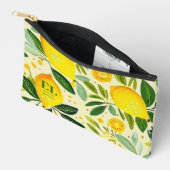 Pochette À Accessoires Impression personnalisée de citron jaune moderne (Ouvrir)