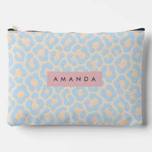 Pochette À Accessoires Impression personnalisée de léopard bleu doux