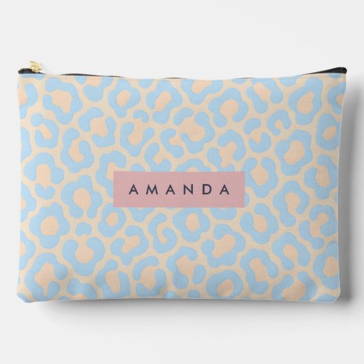 Pochette À Accessoires Impression personnalisée de léopard bleu doux (Recto)