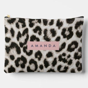 Pochette À Accessoires Impression personnalisée léopard noir et blanc gra