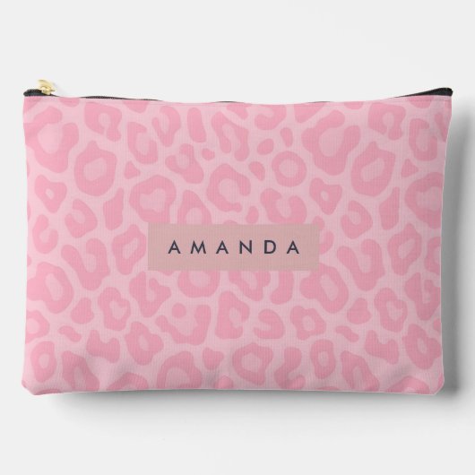 Pochette À Accessoires Impression personnalisée léopard rose doux (Recto)