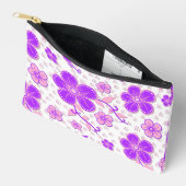 Pochette À Accessoires Impression simple de fleurs à l'aquarelle violette (Ouvrir)