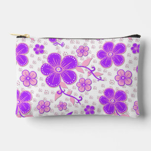 Pochette À Accessoires Impression simple de fleurs à l'aquarelle violette