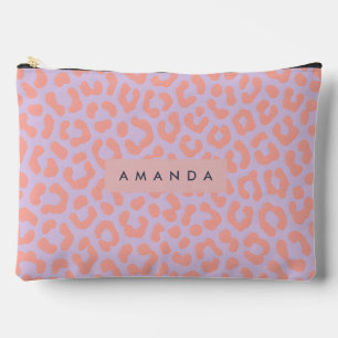 Pochette À Accessoires Imprimé léopard personnalisé corail et lilas paste