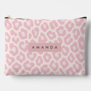 Pochette À Accessoires Imprimé léopard rose pastel personnalisé