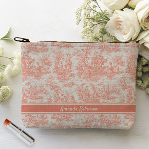 Pochette À Accessoires imprimé vintage orange toile de jouy