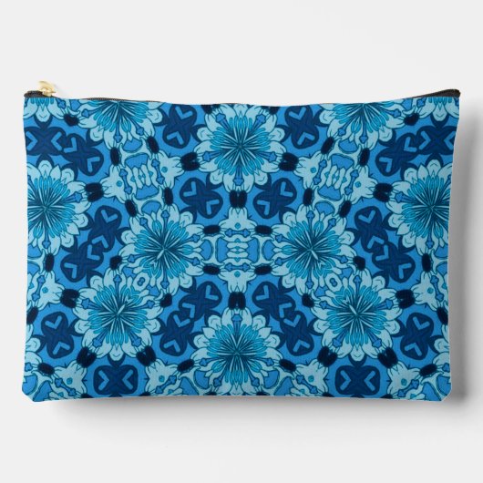 Pochette À Accessoires Indigo Motif Floral chinois carrelage (Recto)