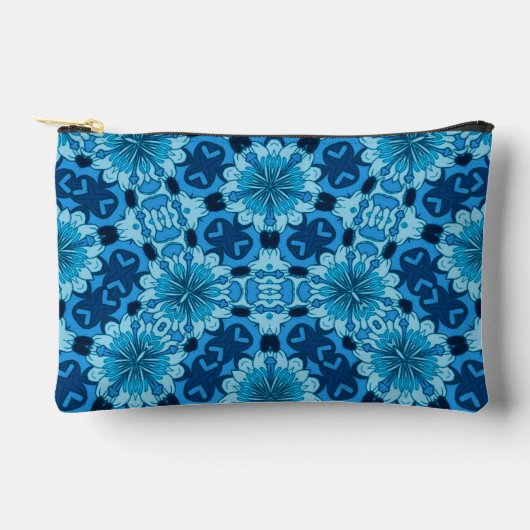 Pochette À Accessoires Indigo Motif Floral chinois carrelage (Recto)