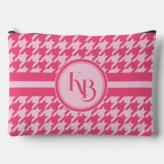 Pochette À Accessoires Initiales de monogramme rose personnalisées (Recto)