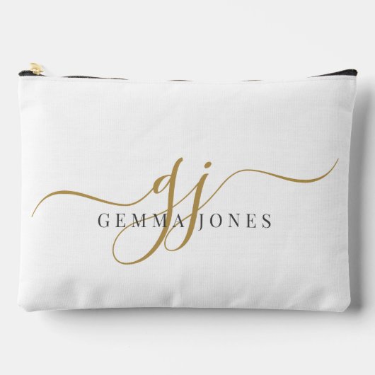 Pochette À Accessoires Initiales du Monogramme moderne Gold Script (Recto)