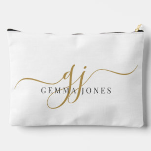Pochette À Accessoires Initiales du Monogramme moderne Gold Script