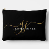 Pochette À Accessoires Initiales du Monogramme moderne Gold Script (Recto)