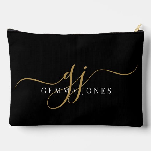 Pochette À Accessoires Initiales du Monogramme moderne Gold Script (Verso)