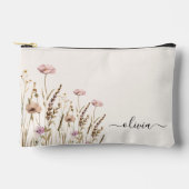 Pochette À Accessoires Ivory Gold Floral Nom Monogramme (Recto)