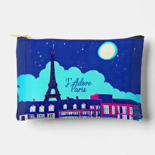 Pochette À Accessoires J'adore Paris - Imaginaire Paris sous une Pleine l