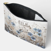 Pochette À Accessoires Jardin de fleurs bleues 3D Mère de la mariée (Ouvrir)