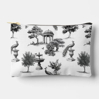 Pochette À Accessoires Jardin exotique oiseaux paon Toile de jouy