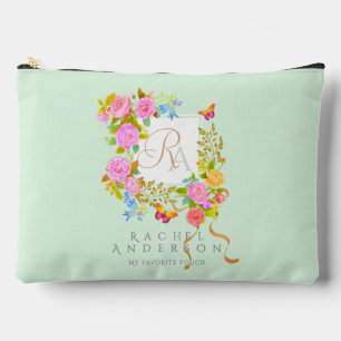 Pochette À Accessoires Jardin fleuri romantique Monogramme Vert